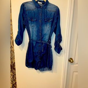 Jean mini dress with belt